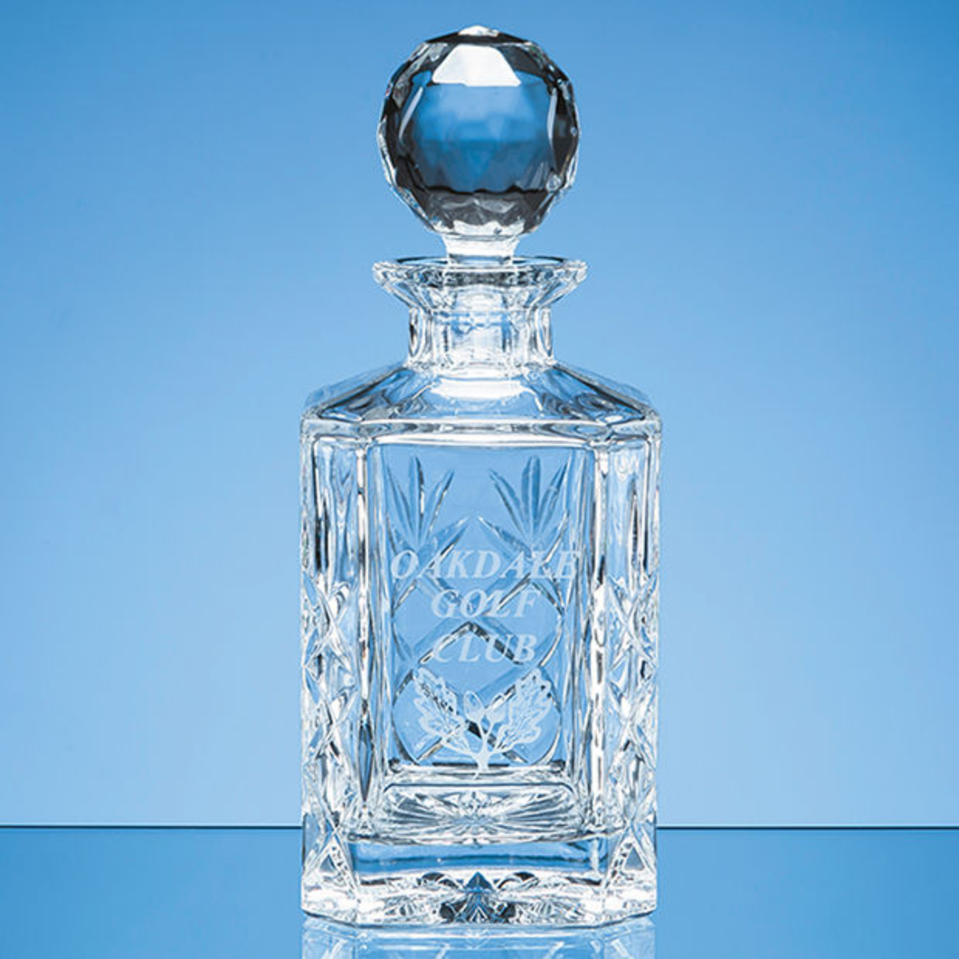 Personalised Lead Crystal Panelled Glass Decanter